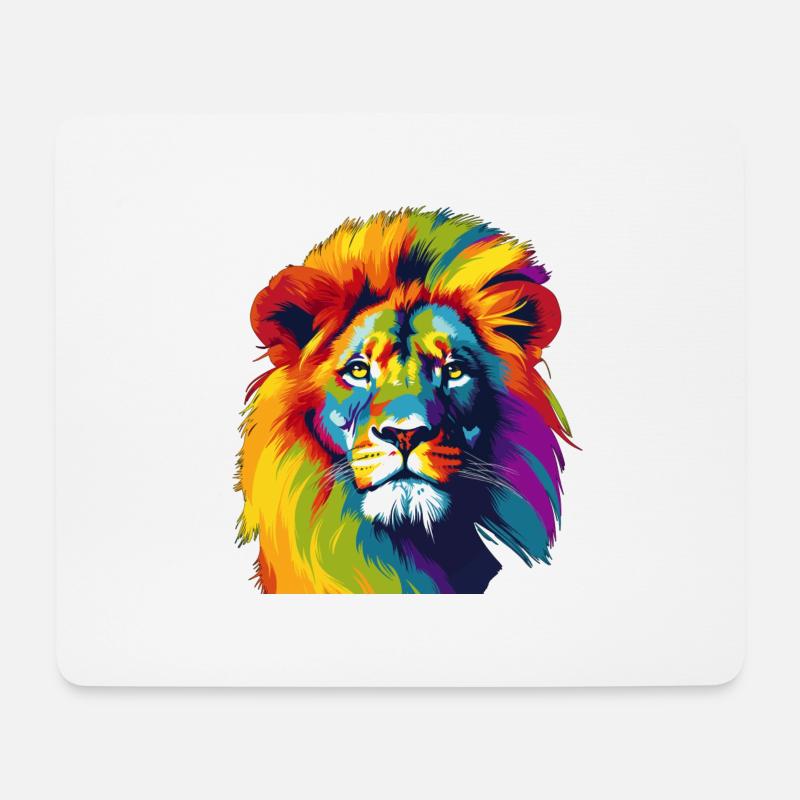 Löwe Neonfarben leuchtend fluoreszierend - Mousepad (Querformat) - Weiß