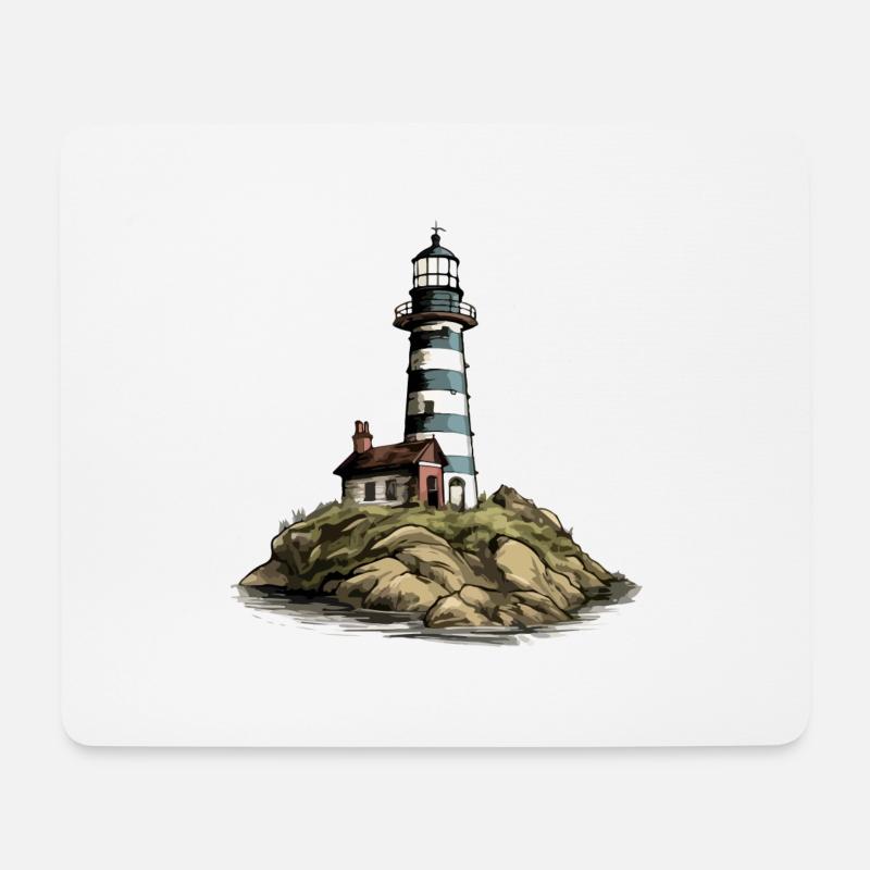 Bretonischer Leuchtturm Nr. 5 - Mousepad (Querformat) - Weiß