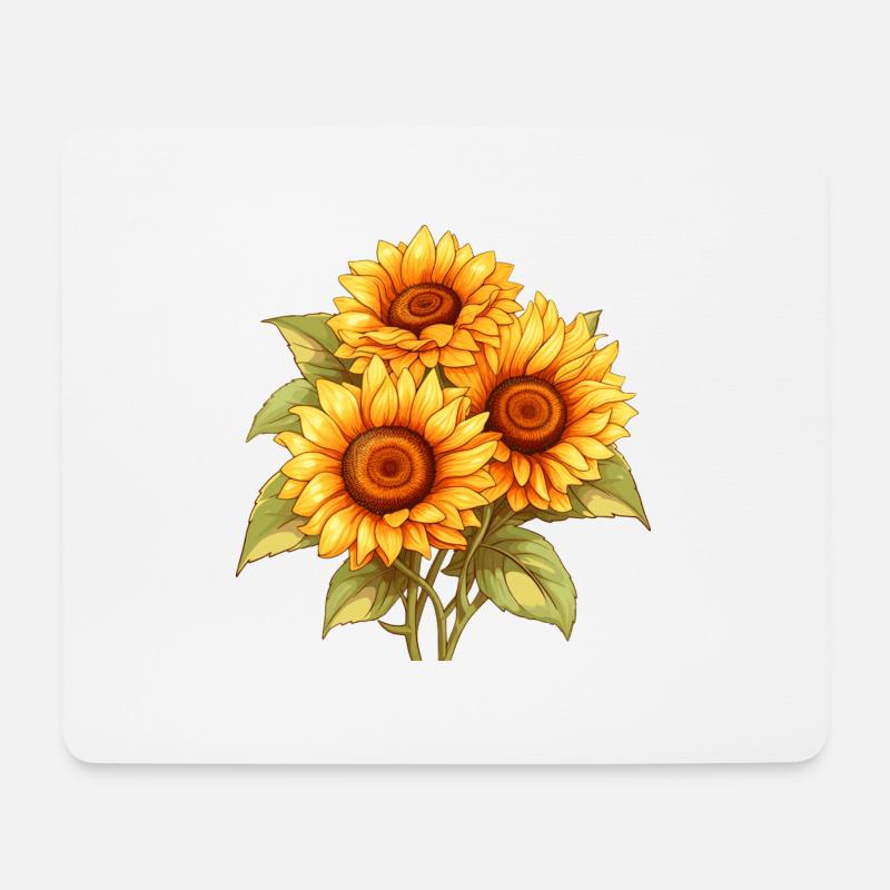 Sonnenblumen - Mousepad (Querformat) - Weiß