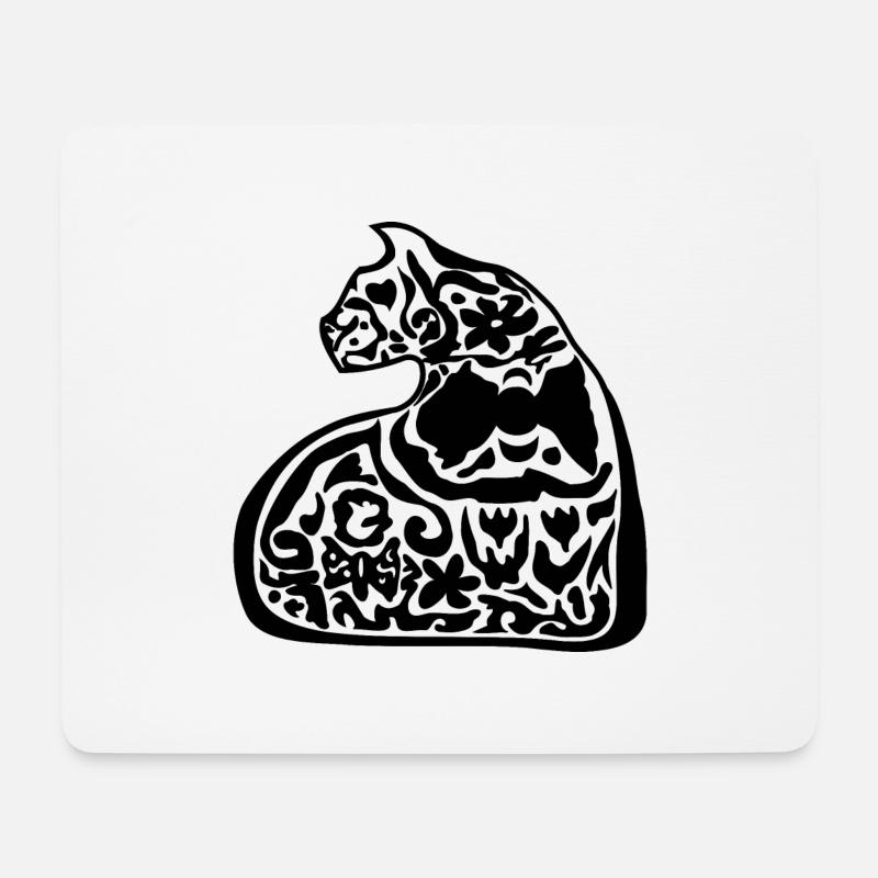 Elegante Katzenform - Mousepad (Querformat) - Weiß