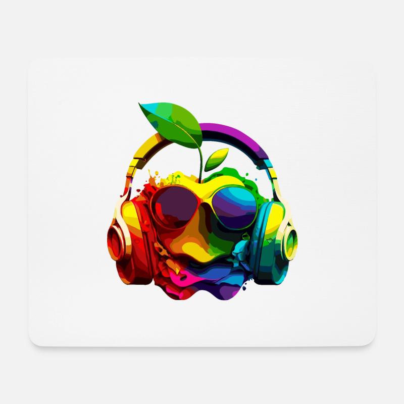 Apple Farbige Brillen und Kopfhörer - Mousepad (Querformat) - Weiß