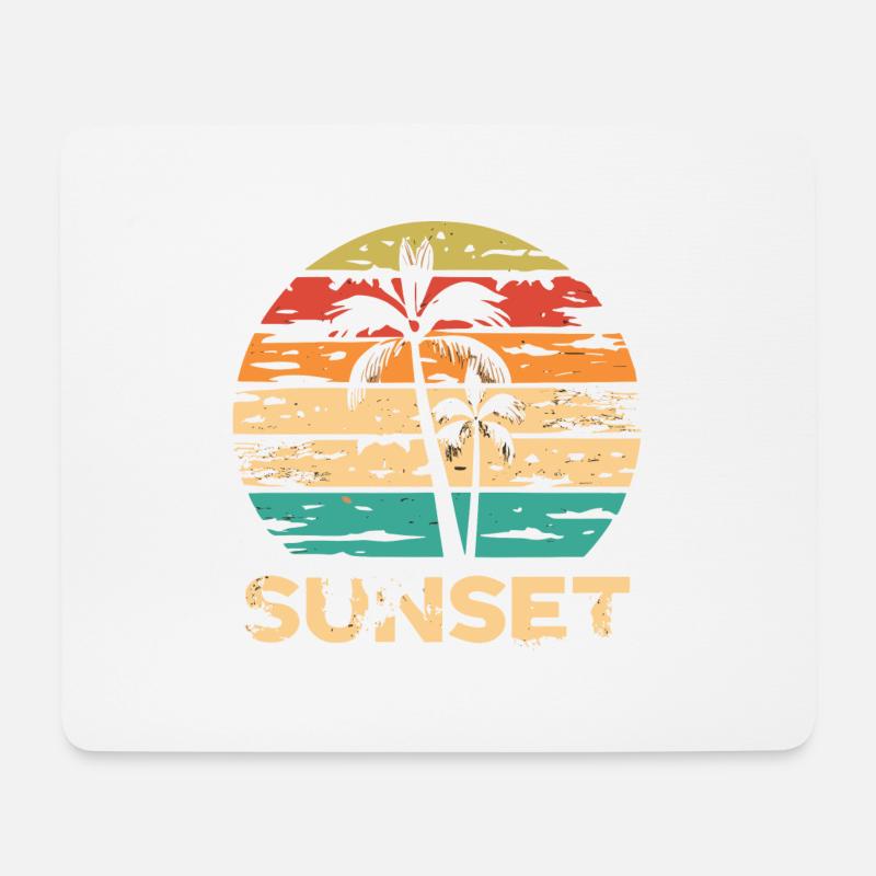 Retro-Sonnenuntergangskunst - Mousepad (Querformat) - Weiß