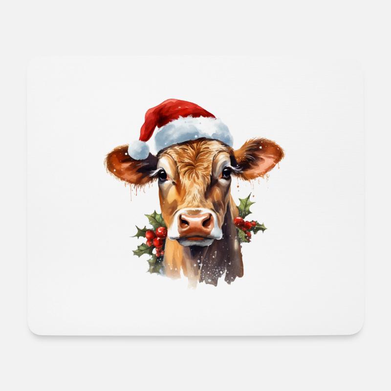 Weihnachts Kuh Ideal für Bauern & Landwirte - Mousepad (Querformat) - Weiß
