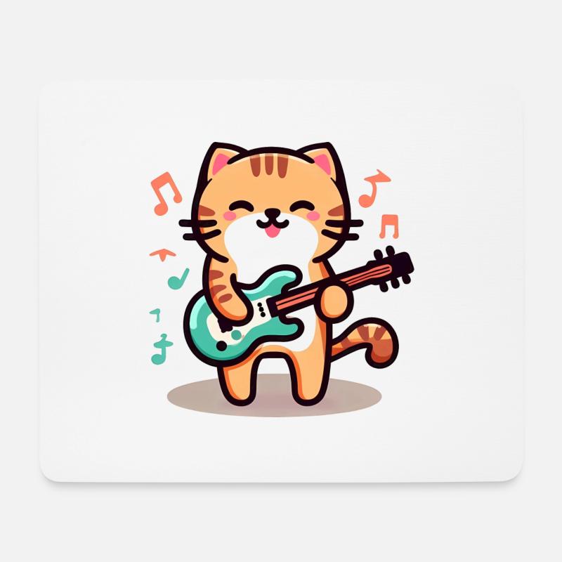 Rock n Roll Katze - Mousepad (Querformat) - Weiß