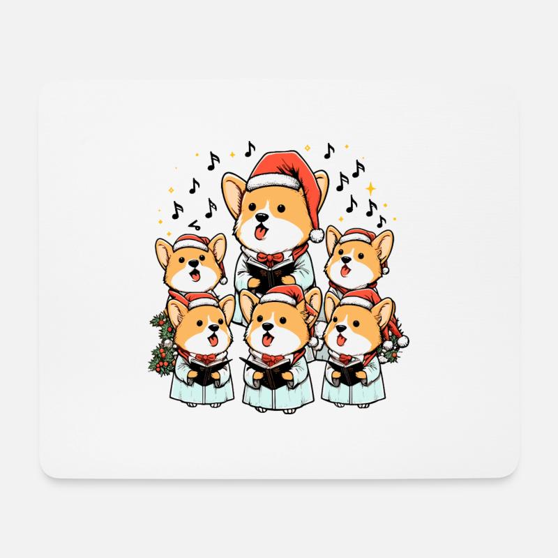 Corgi Carolers Weihnachten singender Hund Chor Roben - Mousepad (Querformat) - Weiß