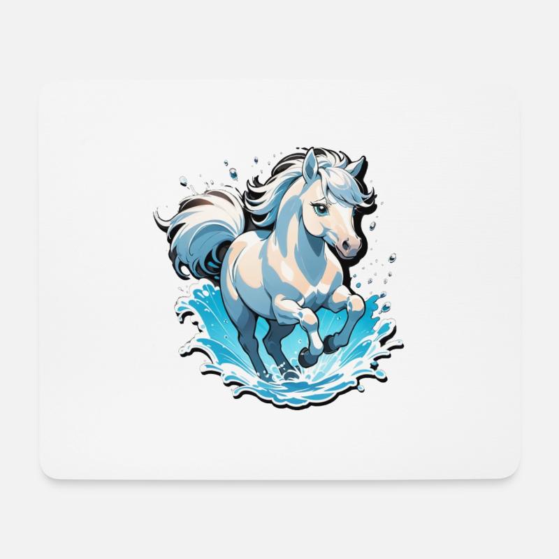 Galoppierendes Pferd - Reiten - Mousepad (Querformat) - Weiß