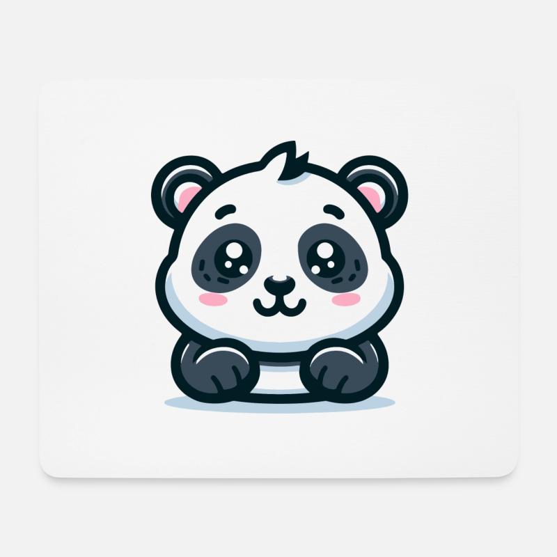 Panda-Bär: Cartoon-Thema - Mousepad (Querformat) - Weiß