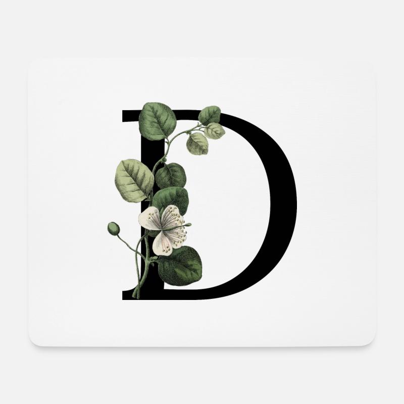 Grüner botanischer Buchstabe - Mousepad (Querformat) - Weiß