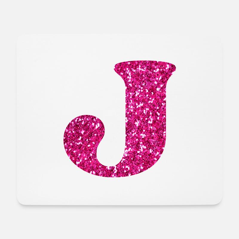 Buchstabe j Rosa Glitzer - Mousepad (Querformat) - Weiß