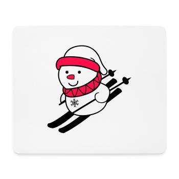 Skieur Bonhomme de neige 02 - Tapis de souris (format paysage) - blanc - Devant