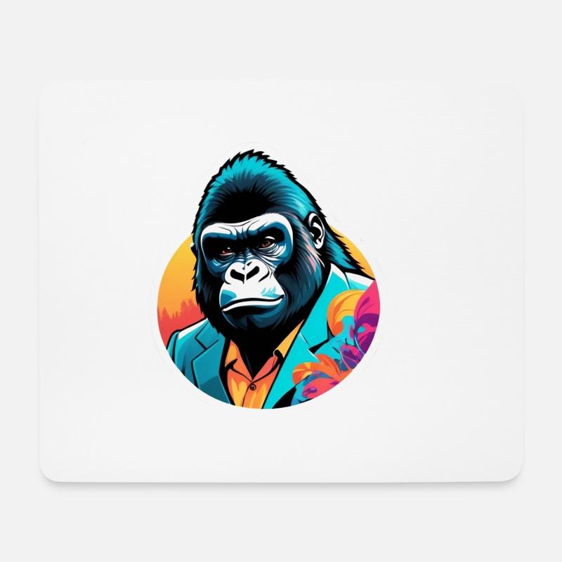 Gorilla im Anzug - Mousepad (Querformat) - Weiß