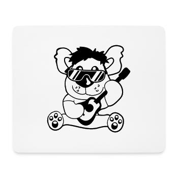 Seated Teddy Bear Plays Cute Guitar Guitarist - Mouse Pad (horizontal) - white - Front