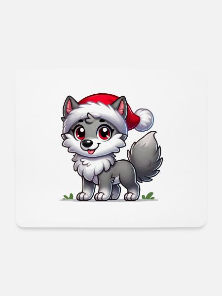 Wolf Merry Christmas - Mousepad (Querformat) - Weiß