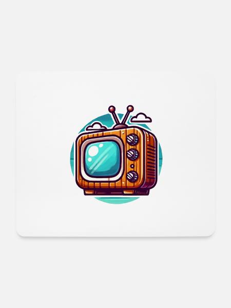 Tv Fernsehen Retro - Mousepad (Querformat) - Weiß