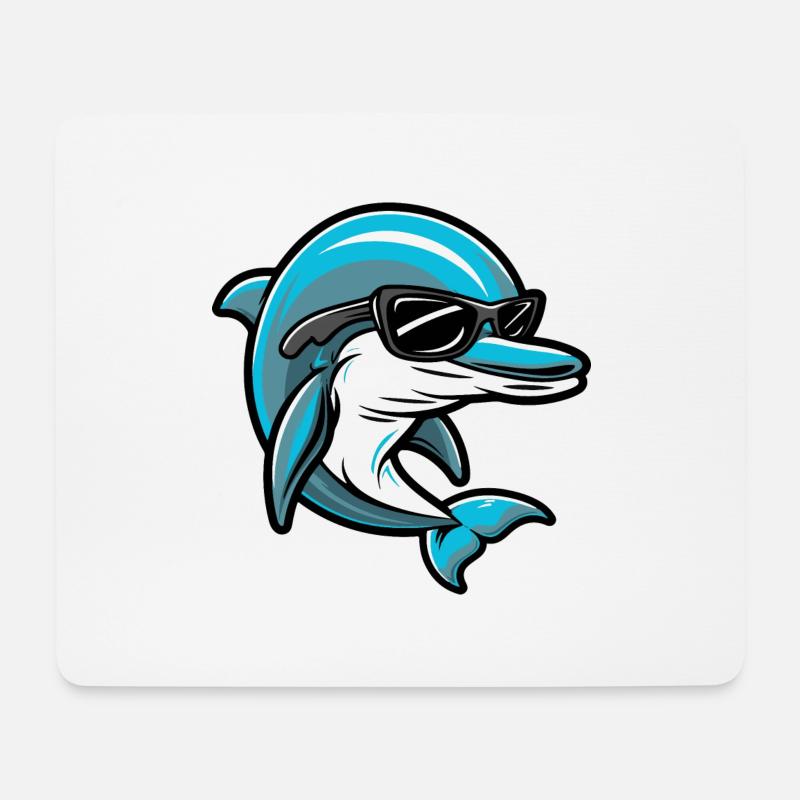 Delfin Tier - Mousepad (Querformat) - Weiß