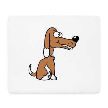 Chien Sitting, Drôle, Heureux, Chiot, Animal de compagnie, Bande dessinée - Tapis de souris (format paysage) - blanc - Devant