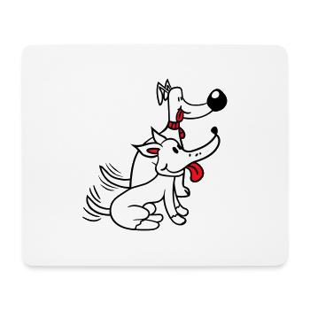 2 Dogs Team Two Friends Tail Wiggle Crew - Mouse Pad (horizontal) - white - Front