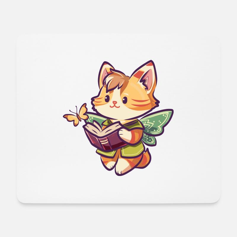 Gelehrten Katze - Mousepad (Querformat) - Weiß