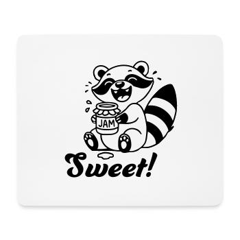 Mignon raton laveur mangeant de la confiture - Design « Sweet » - Tapis de souris (format paysage) - blanc - Devant