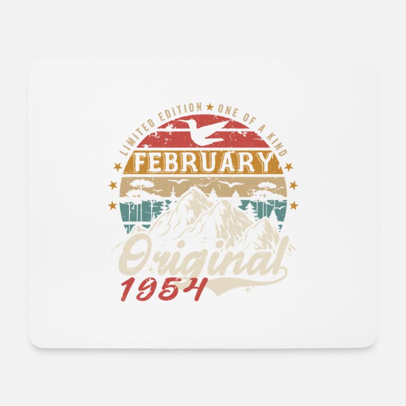Geschenk zum 71. Geburtstag, geboren im Februar 1954 - Mousepad (Querformat) - Weiß