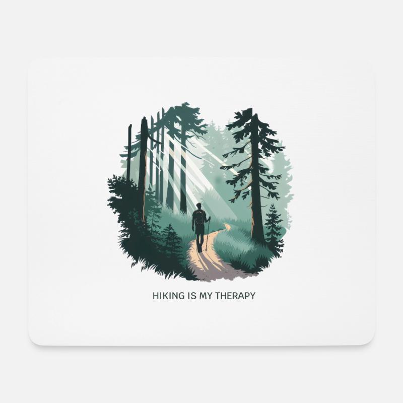 Hiking is My Therapy – Natur & Wald - Mousepad (Querformat) - Weiß
