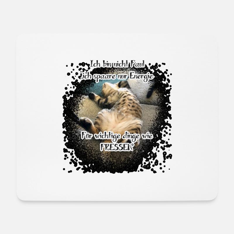 Faule Katze - Mousepad (Querformat) - Weiß