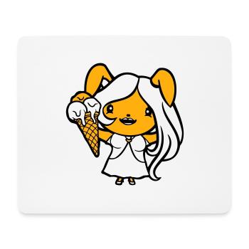 Bunny Eats Cream Waffle Cream Yummy Girl Woman - Tapis de souris (format paysage) - blanc - Devant
