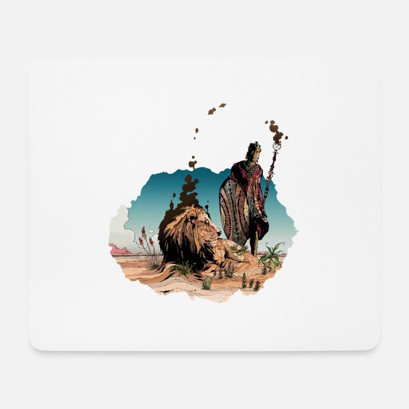 Der Zauberer und der Löwe - Mousepad (Querformat) - Weiß
