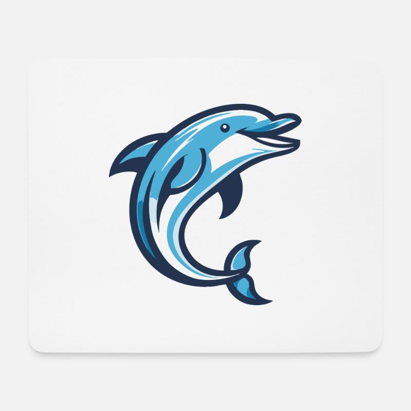 Delfin-blaue Welle - Mousepad (Querformat) - Weiß
