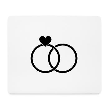 Anneaux Coeur de fiançailles d'amour de mariage cadeau - Tapis de souris (format paysage) - blanc - Devant