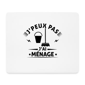 je peux pas j'ai ménage - Tapis de souris (format paysage) - blanc - Devant