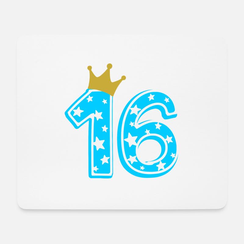 16 Krone 16. Geburtstag 16 Jahre - Mousepad (Querformat) - Weiß