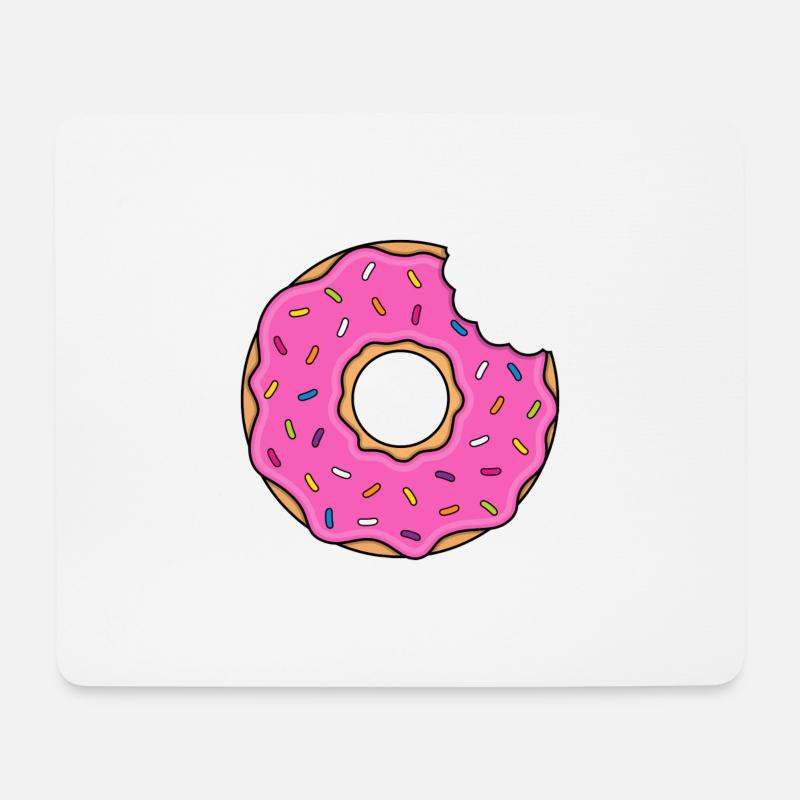 Donut mit Biss in pink mit bunten Zuckerstreuseln - Mousepad (Querformat) - Weiß