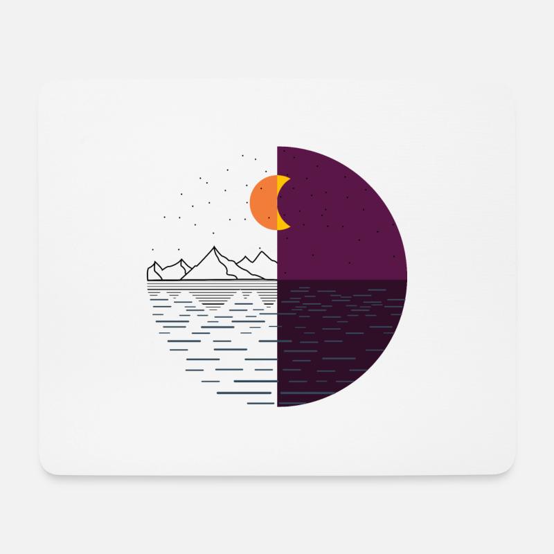 Berge Himmel Sonne Mond - Mousepad (Querformat) - Weiß