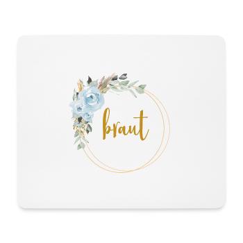 Team Braut! Eukalyptus Blauer Rosen Boho Kranz - Mousepad (Querformat) - Weiß - Vorne