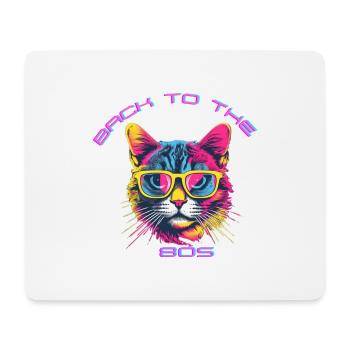 Design rétro chat avec lunettes de soleil - Tapis de souris (format paysage) - blanc - Devant
