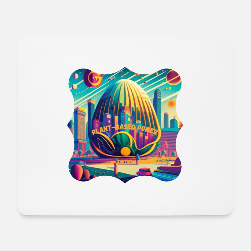 Futuristischer Kohlstadt-Pflanzenstrom - Mousepad (Querformat) - Weiß