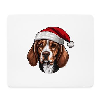 Tête de chien Beagle Noël Noël - Tapis de souris (format paysage) - blanc - Devant