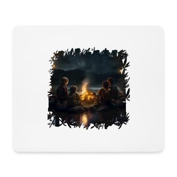 Wenn Kinder um ein Lagerfeuer sitzen - Mousepad (Querformat) - Weiß - Vorne