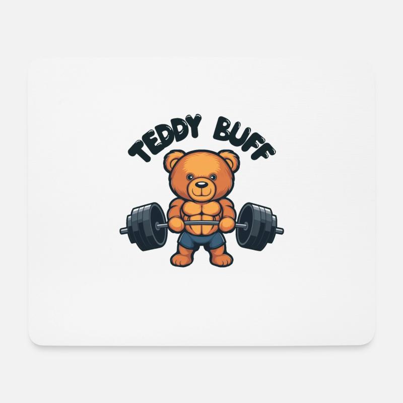 Teddybär Gewichtheben Gym Wortspiel - Mousepad (Querformat) - Weiß