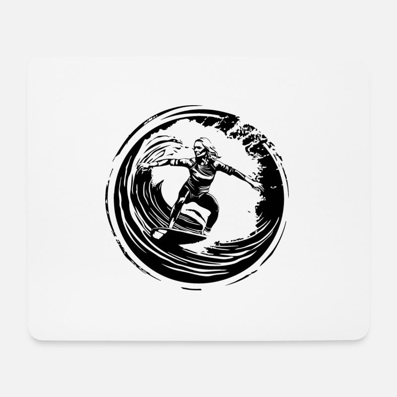 Surfer Silhouette - Mouse Pad (horizontal) - white
