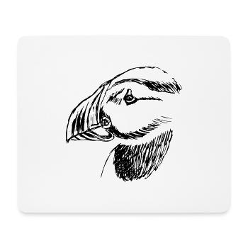 Oiseau macareux dessiné à la main - Tapis de souris (format paysage) - blanc - Devant