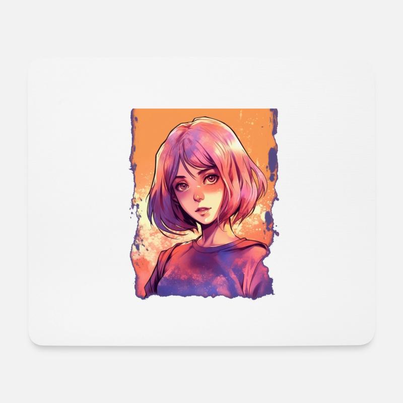 Anime Girl - Mousepad (Querformat) - Weiß