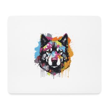 Akita Hund Pop Art Kopf - Mousepad (Querformat) - Weiß - Vorne