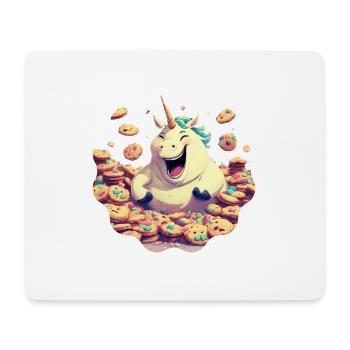 Dickes Einhorn feiert Keksparty - Mousepad (Querformat) - Weiß - Vorne