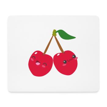 Sweet cherry - Süße Kirsche mit niedlichem Gesicht - Mousepad (Querformat) - Weiß - Vorne