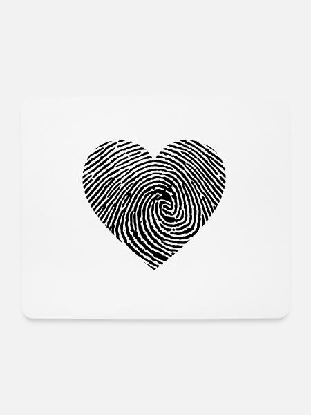 Herz Fingerabdruck schwarz - Mousepad (Querformat) - Weiß