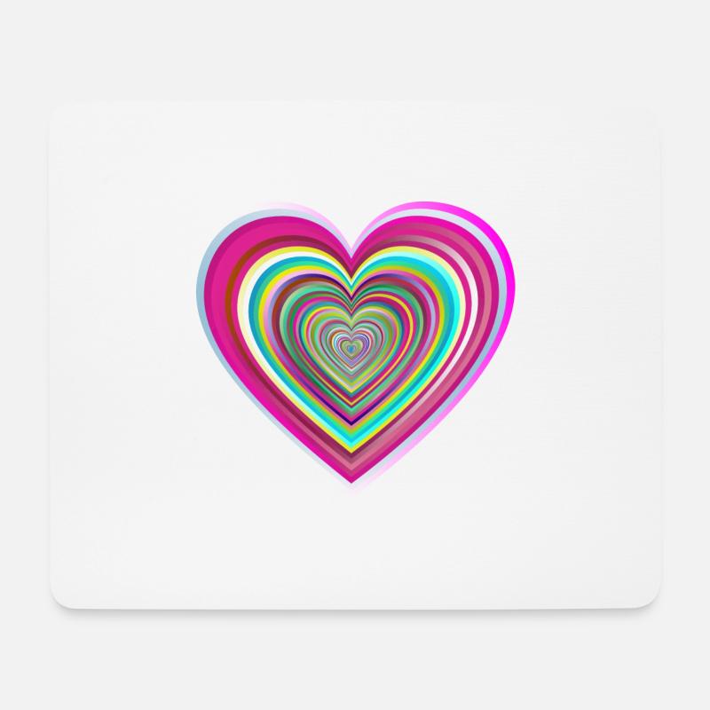 buntes Herz mit 3D-Effekt - Mousepad (Querformat) - Weiß