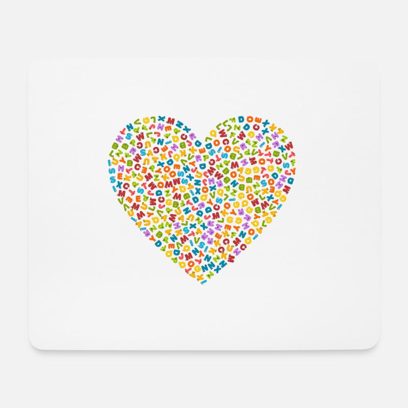 Alphabet Herz, Buchstaben Herz - Mousepad (Querformat) - Weiß