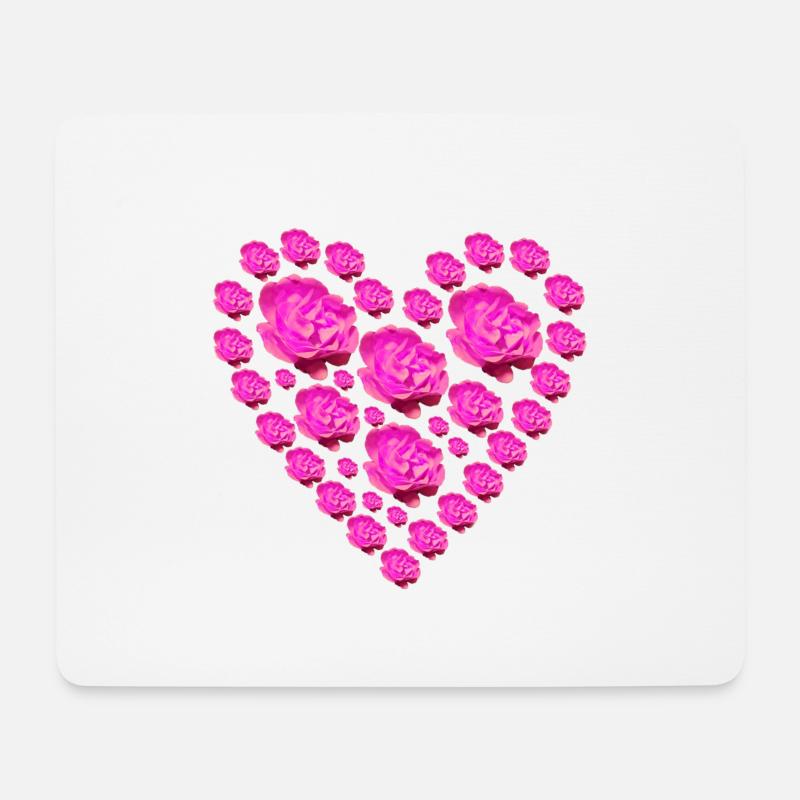 rosa Rosen Herz - Mousepad (Querformat) - Weiß